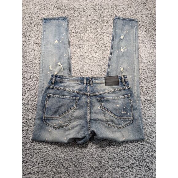 Empyre Other - Empyre Jeans Men 32x34 Blue Straight Relax Thrashed Denim Streetwear Distressed